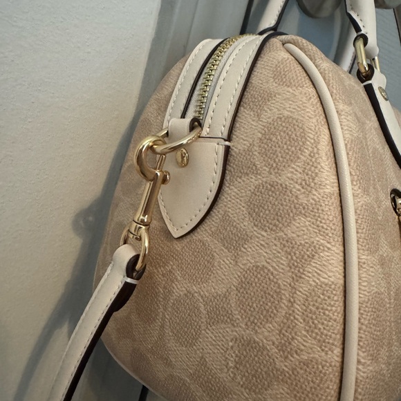 COACH Rowan Satchel Bag in Signature Canvas- Gold/Sand/Chalk - Picture 5 of 8